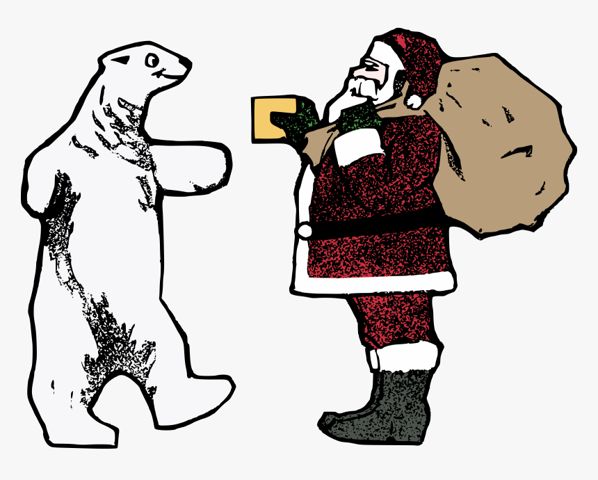 Santa And The Polar Bear Clip Arts - Polar Bear & Santa, HD Png Download, Free Download