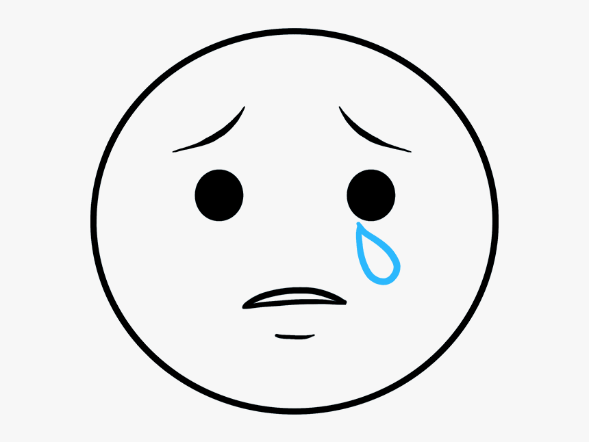 How To Draw Crying Emoji Sad Face Emoji Drawing, HD Png Download