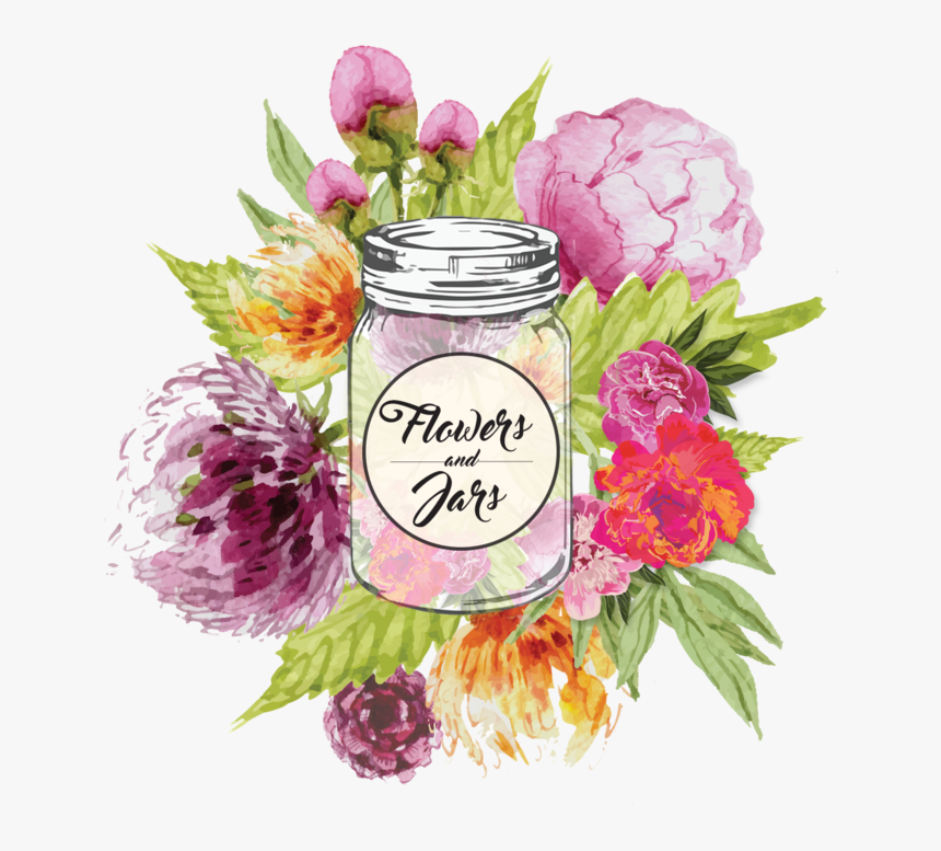 Transparent Mason Jar Clipart - Flower, HD Png Download, Free Download
