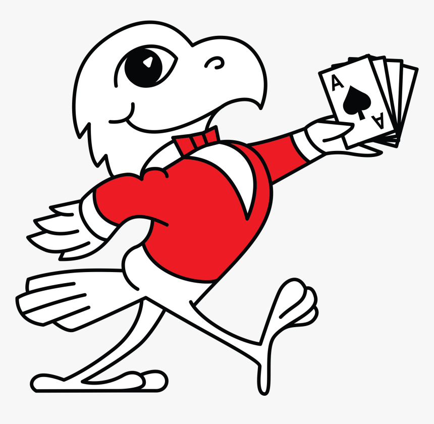 Hawk With Cards Red - Cartoon, HD Png Download, Free Download