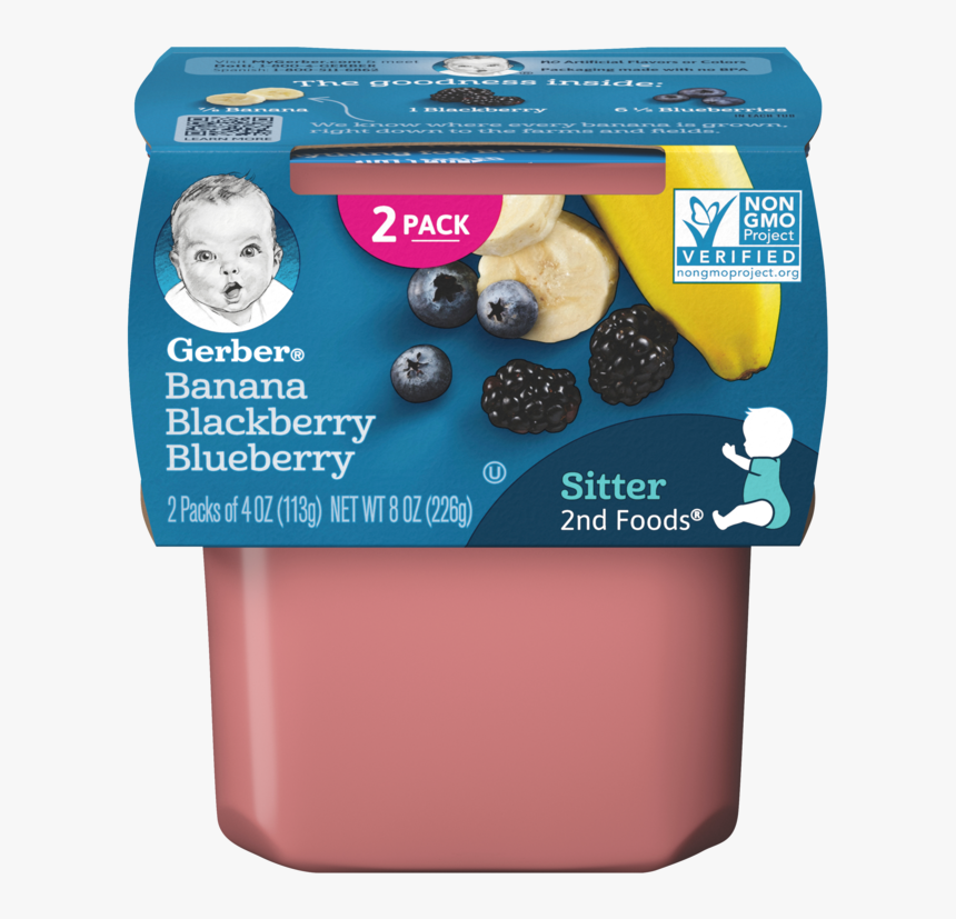 2nd Foods Banana Blackberry Blueberry - Gerber Baby Food, HD Png Download, Free Download