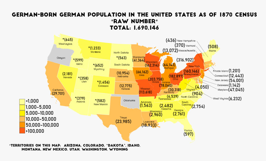 German Population 1872 Usa, HD Png Download, Free Download