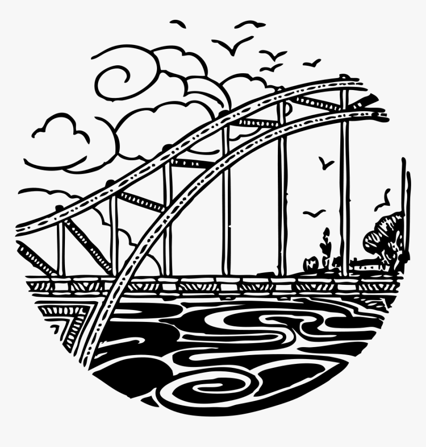 Bridge Over River 2 Svg Clip Arts - Drawing White Clipart River Clip Art, HD Png Download, Free Download