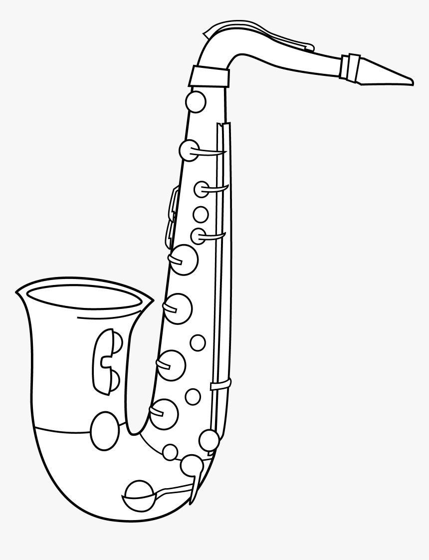 Cartoon Black And White Saxophone, HD Png Download, Free Download