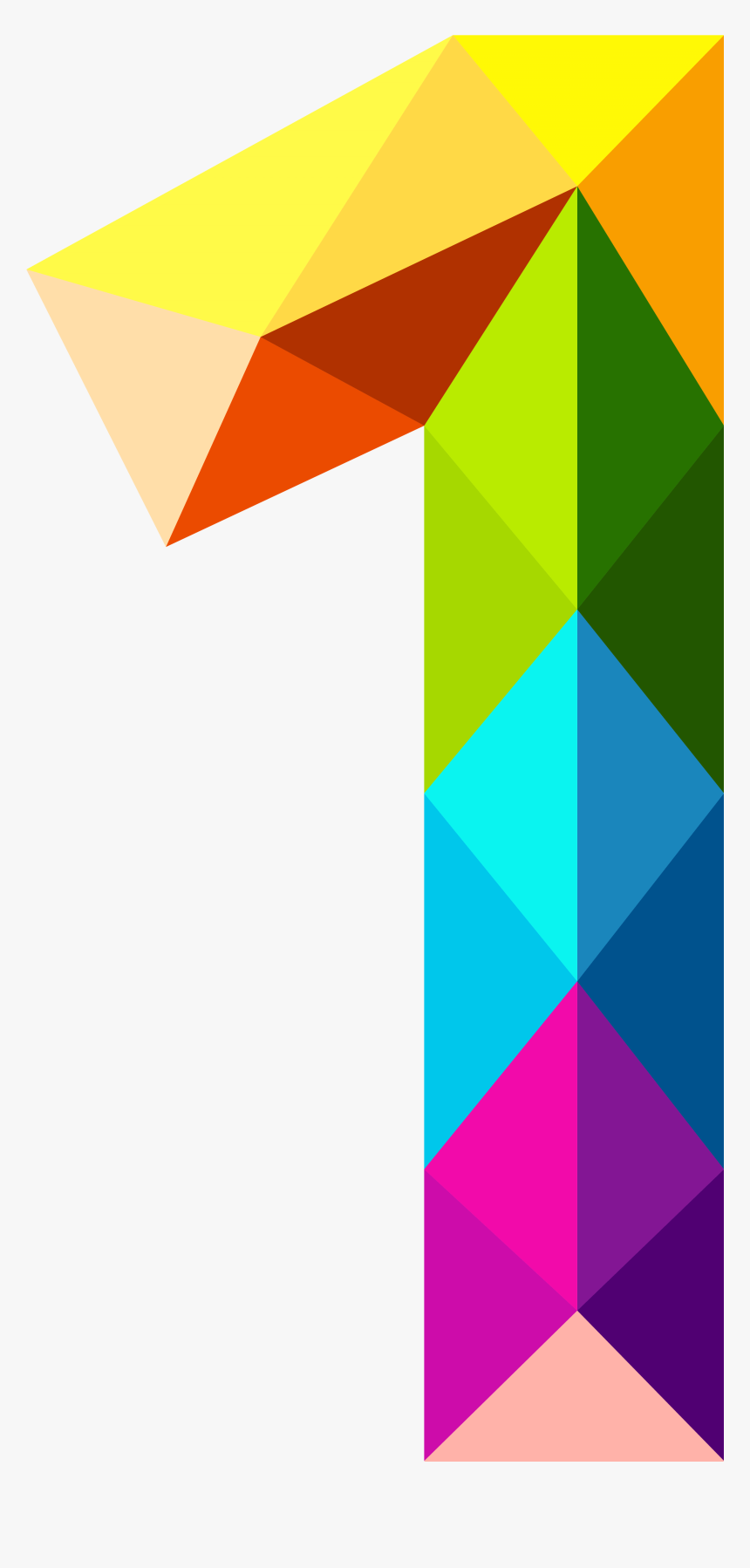 Colourful Triangles Number One Png Clipart Image - One Png, Transparent Png, Free Download