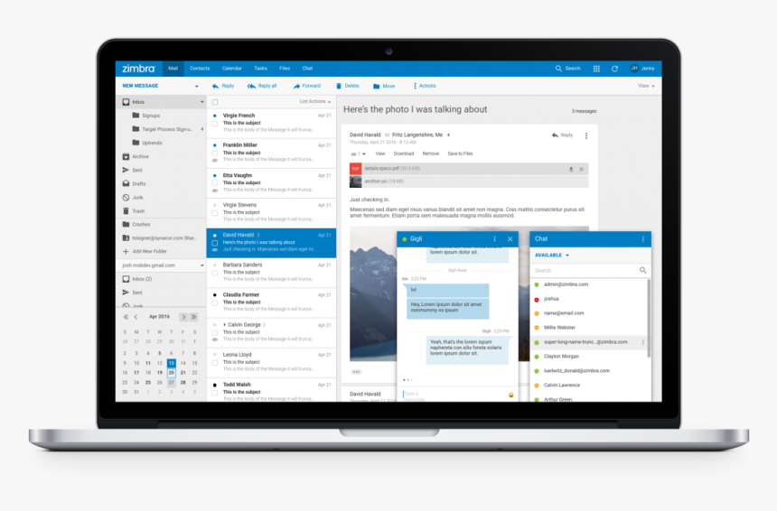0 1492686148145 Inbox Chat Active Macbook - Zimbra Universal Ui, HD Png Download, Free Download