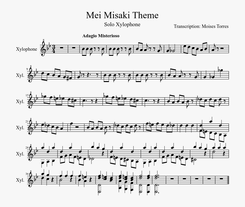 Transparent Misaki Mei Png - Viva La Vida Partitura Violin, Png Download, Free Download