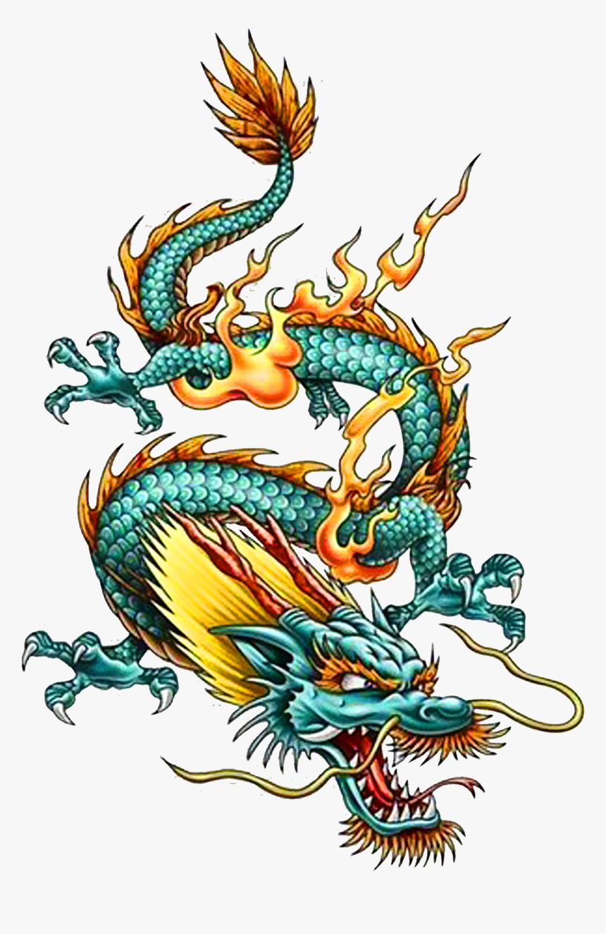 Tattoo Chinese Dragon China Legendary Creature Clipart - Colorful Dragon Tattoo Png, Transparent Png, Free Download