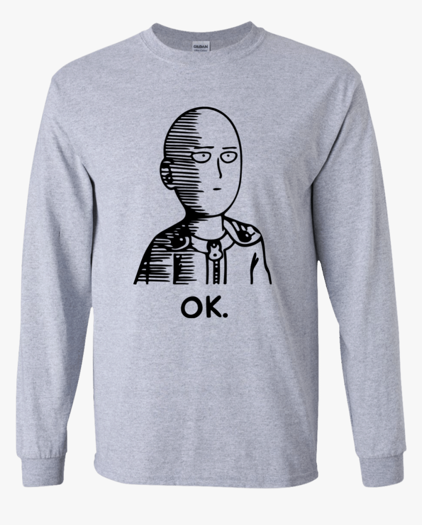 One Punch Man Saitama Ok Long Sleeve T Shirt - T-shirt, HD Png Download, Free Download