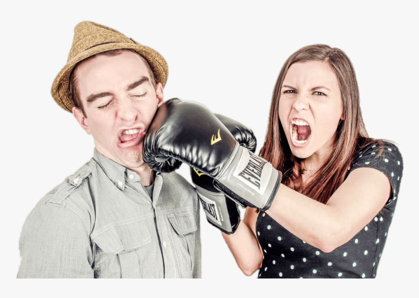 Couple Fighting Woman Punching Man - Femme Qui Bat Un Homme, HD Png Download, Free Download