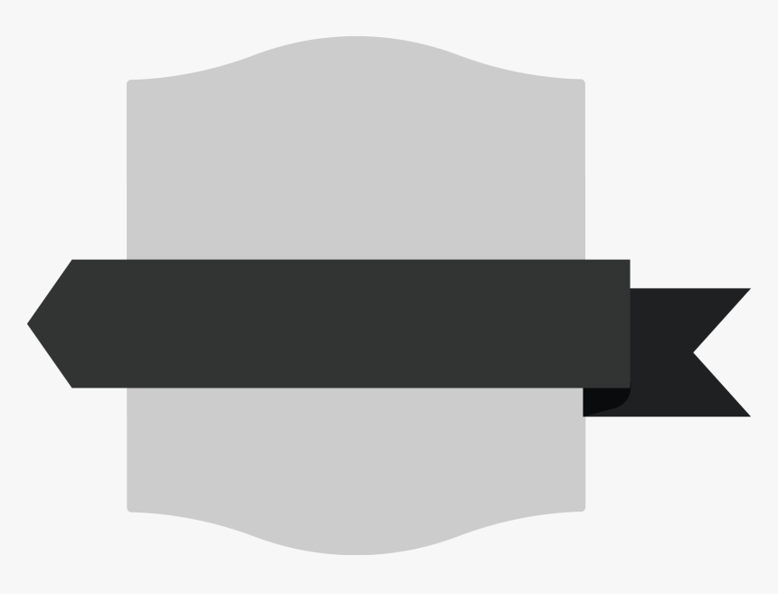 Gray Rectangle Shield Badge With Black Ribbon - Png Hd Grey Ribbon, Transparent Png, Free Download