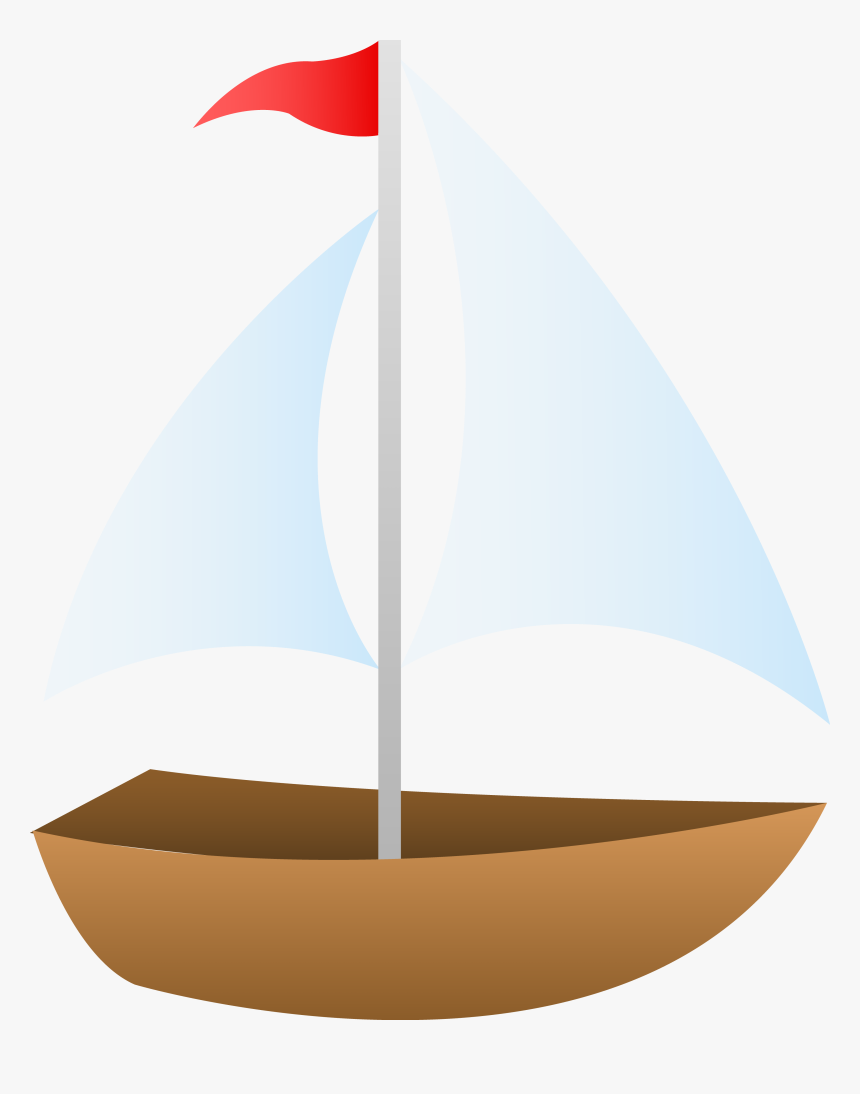 Little Sailboat With Red Flag Free Clip Art - Transparent Sailboat Clipart Png, Png Download, Free Download