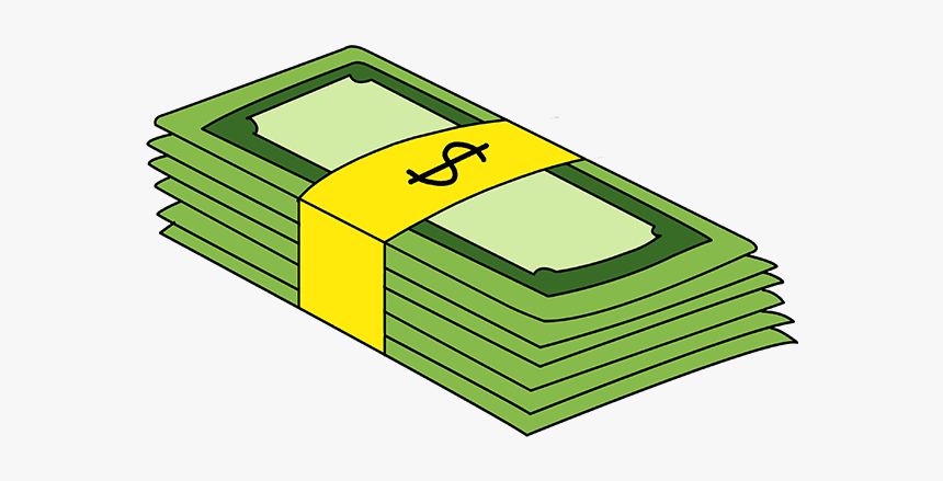 How To Draw Stack Of Money - Stack Of Money Drawing Easy, HD Png