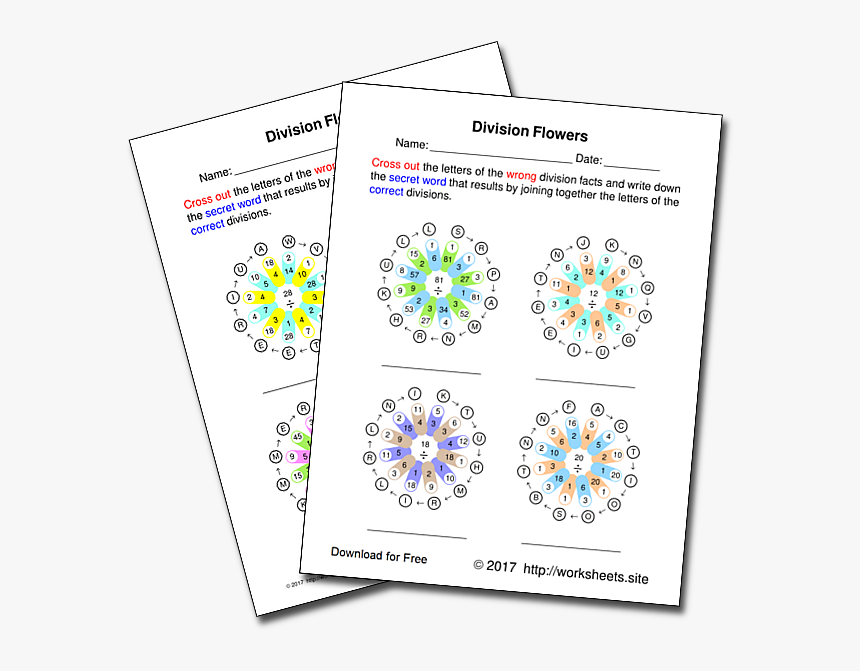 Division Flowers - Multiplication Table Design Flower, HD Png Download, Free Download