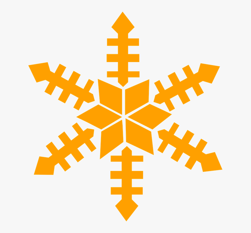 Snow Flake, Gold, Winter, Christmas - Orange Snowflake Clipart, HD Png Download, Free Download