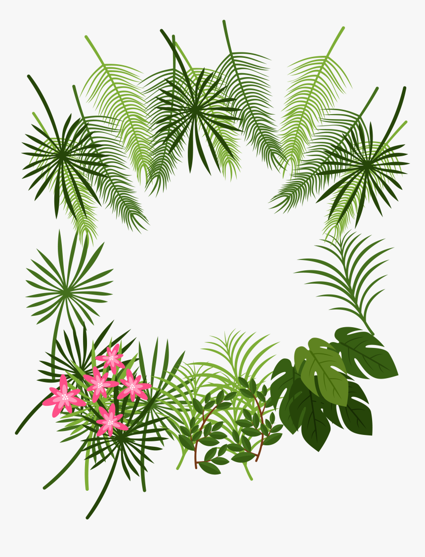 Transparent Palm Leaves Clipart - Border Tropical Leaves Png, Png Download, Free Download