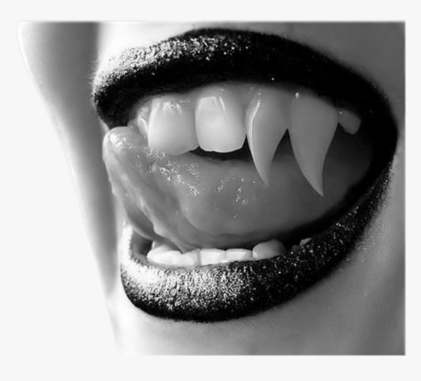 Sexy Girl Vampire Fangs - Black Lipstick With Fangs, HD Png Download, Free Download