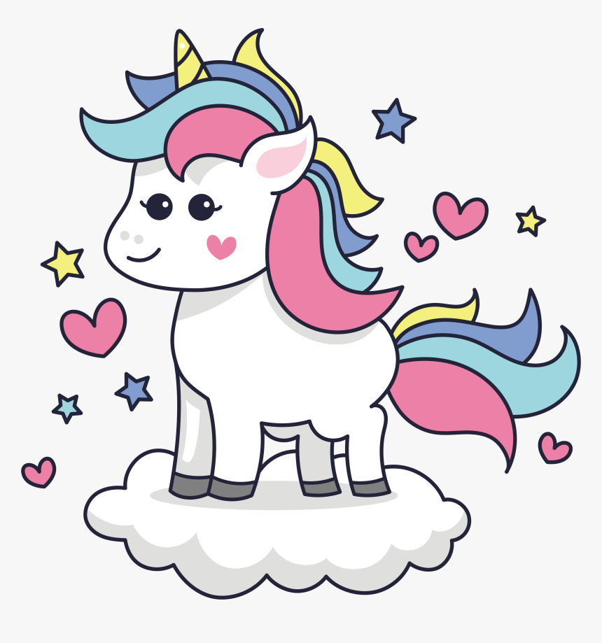 Cute Unicorn On A Cloud, HD Png Download - kindpng