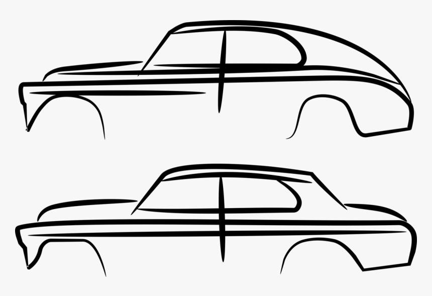 Line Art,automotive Exterior,compact Car - Vintage Car Silhouette, HD Png  Download - kindpng
