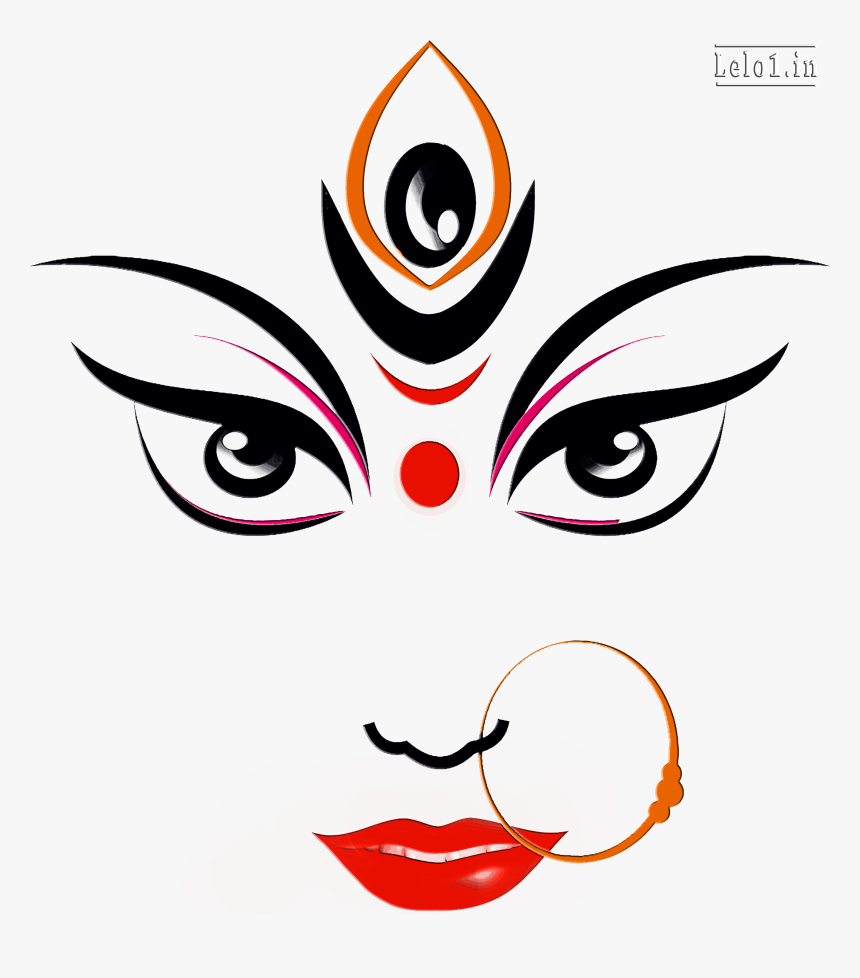 Durga Maa Face Drawing , Png Download - Durga Maa Face Drawing