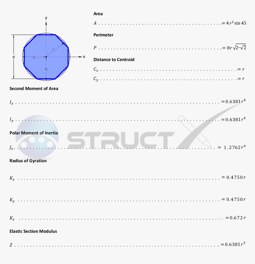 Moment Of Inertia Formula For Octagon , Png Download - Section Modulus Of Octagon, Transparent Png, Free Download