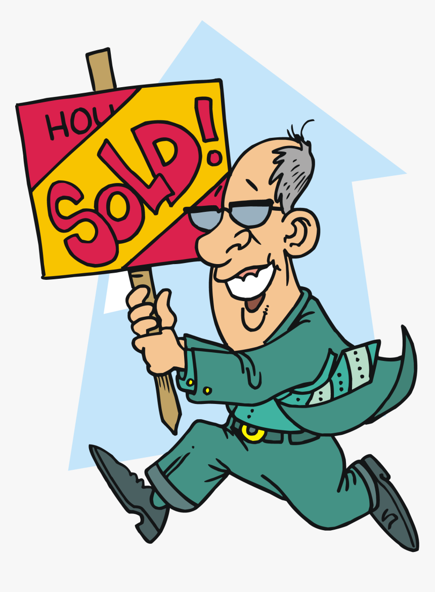 Free Realtor Running With A Sold A Home Sign Vector - Sold Cartoon Images Free, HD Png Download, Free Download