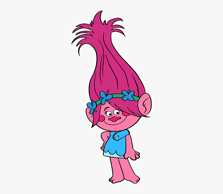 How To Draw Poppy From Trolls - Cartoon, HD Png Download, Free Download