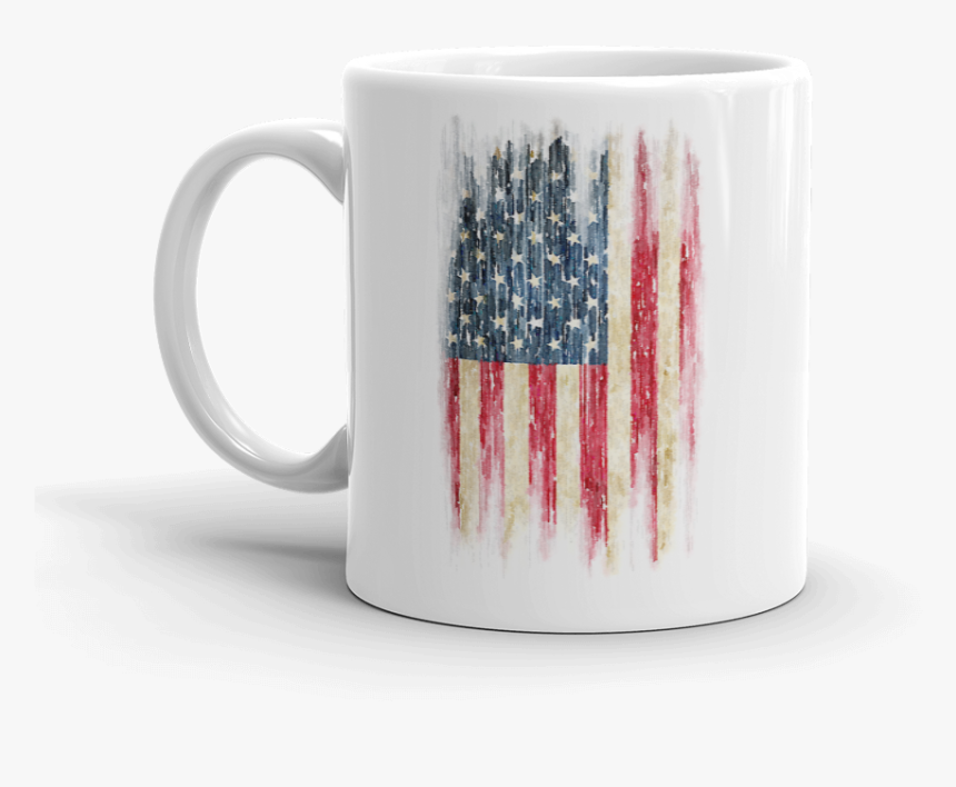 Grunge Print Of American Flag On White Coffee Mug"
 - Mug, HD Png Download, Free Download