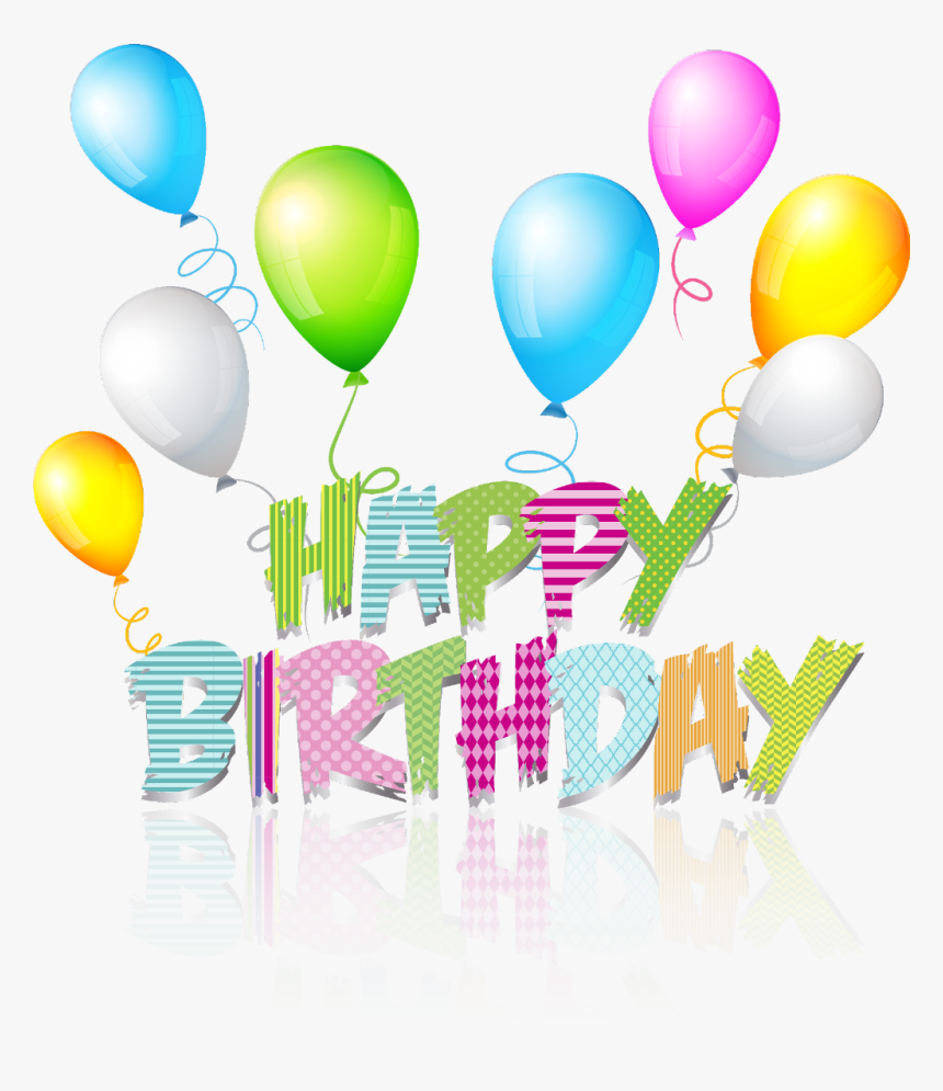 Happy Birthday Png - Happy Birthday Text With Balloons, Transparent Png, Free Download