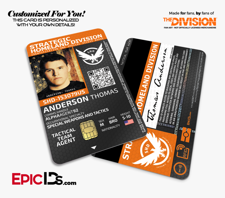 Strategic Homeland Division "the Division - Division 2 Id Card, HD Png Download, Free Download