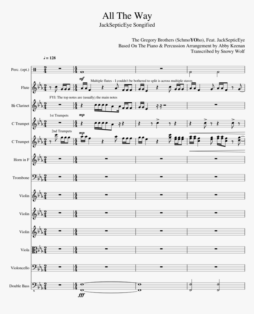 All The Way Jacksepticeye Sheet Music, HD Png Download, Free Download