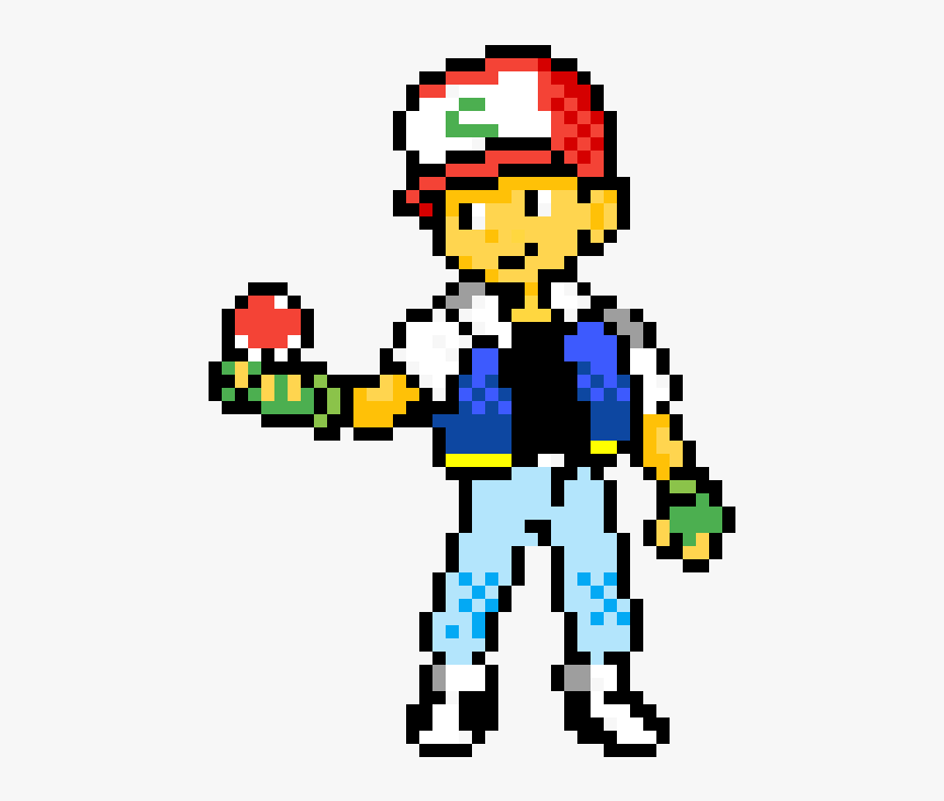 Ash Ketchum - Cartoon - Pixel Art Pokemon Ash, HD Png Download - kindpng