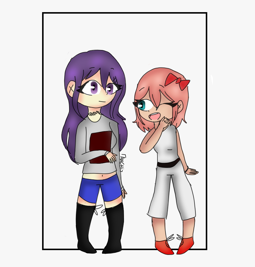 Yuri And Sayori - Cartoon, HD Png Download, Free Download