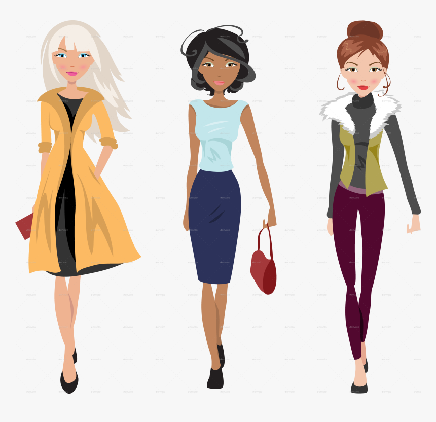 Fashionable Girl Png Pic - Cartoon, Transparent Png, Free Download