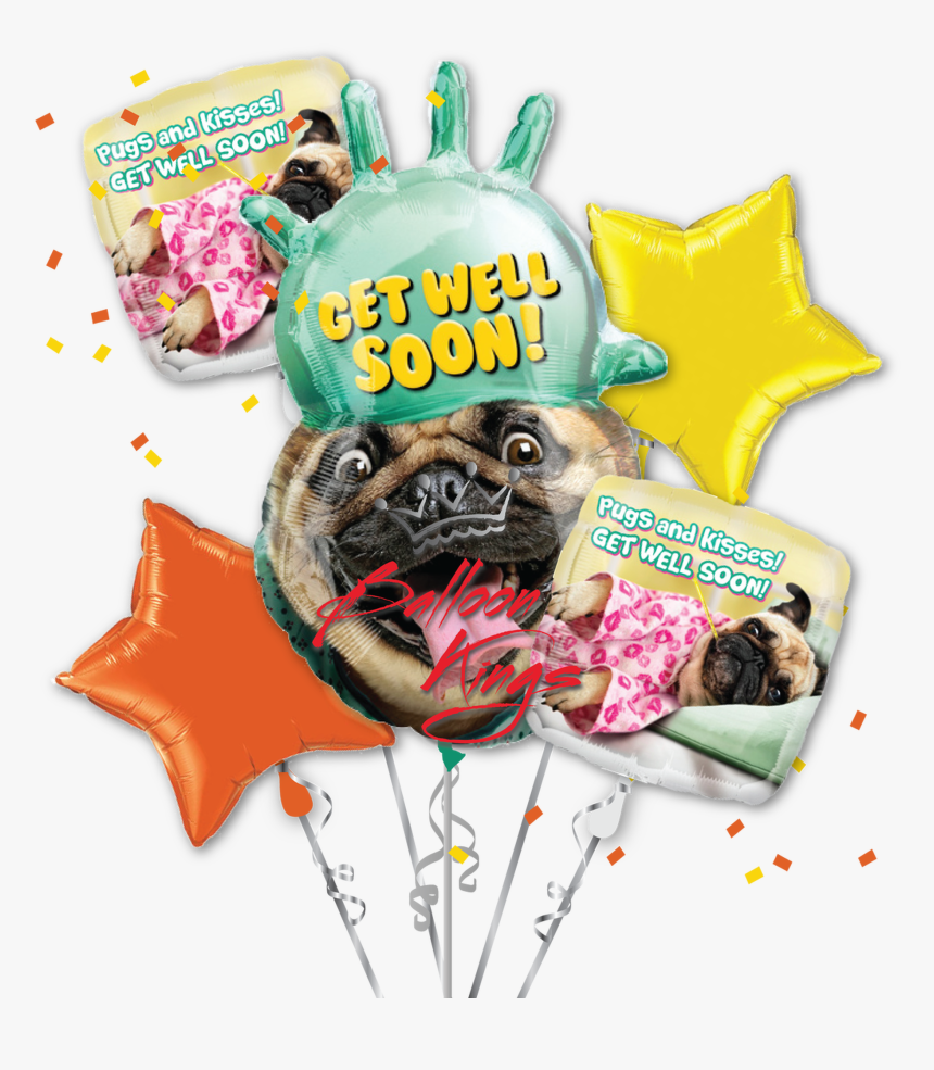 Get Well Soon Pug Bouquet, HD Png Download, Free Download