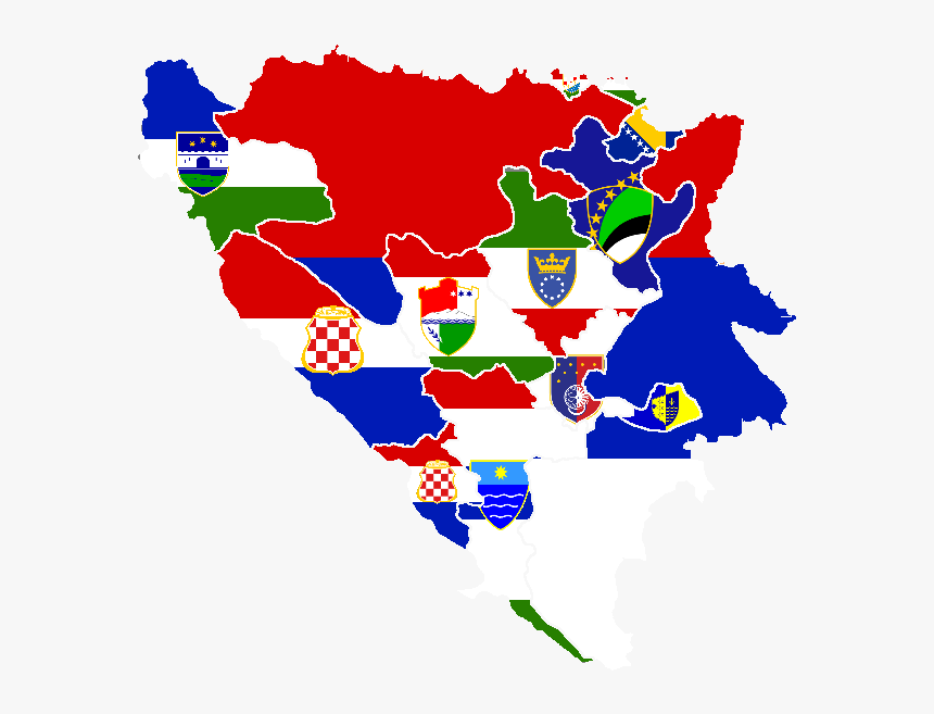 Bih Counties Flags - Bih Flag Map, HD Png Download, Free Download