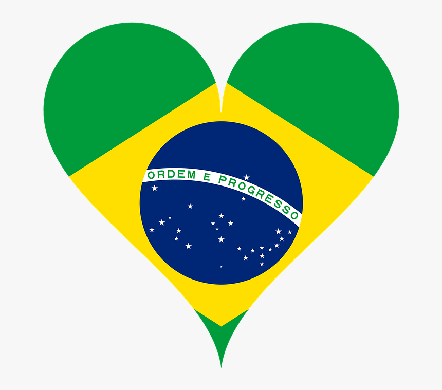 Heart, Love, Flag, Brazil, Heart Shaped - Flag Of Brazil, HD Png Download, Free Download