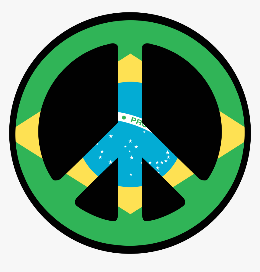 Brazil Flag Clip Art Clipart Best - Brazil In A Peace Sign, HD Png Download, Free Download