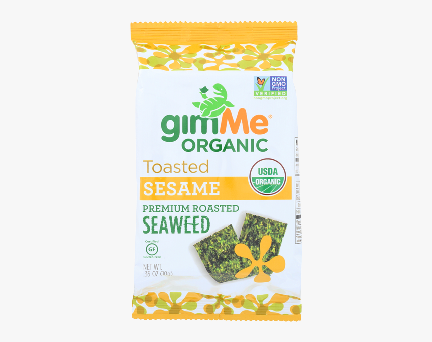 Gimme Organic Toasted Sesame Premium Roasted Seaweed- - Gimme Organic Sea Salt Seaweed, HD Png Download, Free Download