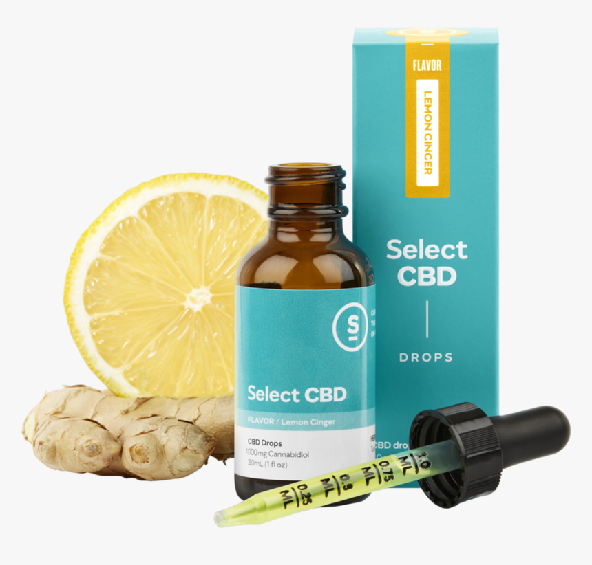 Select Cbd Drops Lemon Ginger 1000mg Human Tincture - Select Cbd Lemon Ginger, HD Png Download, Free Download