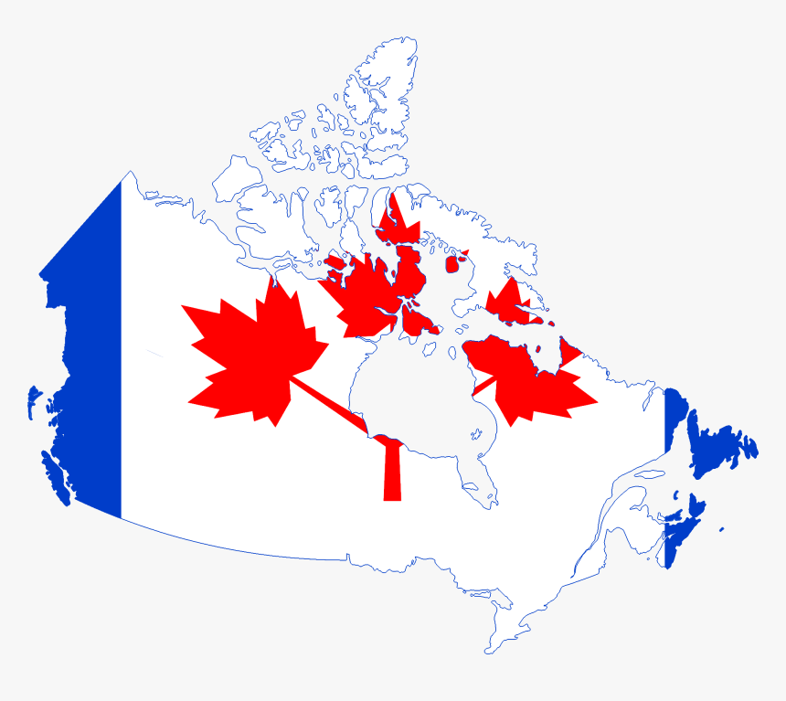 Flag Map Of Canada - Red White And Blue Canadian Flag, HD Png Download ...