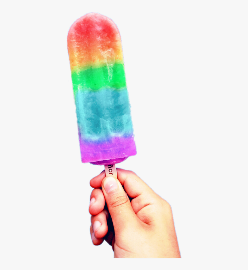 #rainbow #popsicle #rainbowpopsicle #hand - Paleta Helado Png, Transparent Png, Free Download