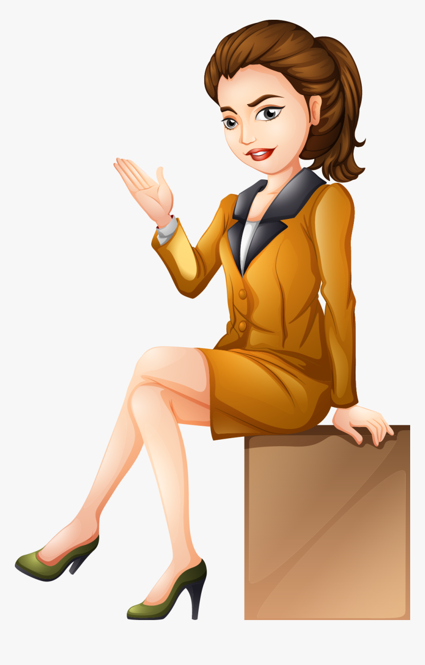 Transparent Secretary Png - Cartoon Woman Sitting Down, Png Download, Free Download