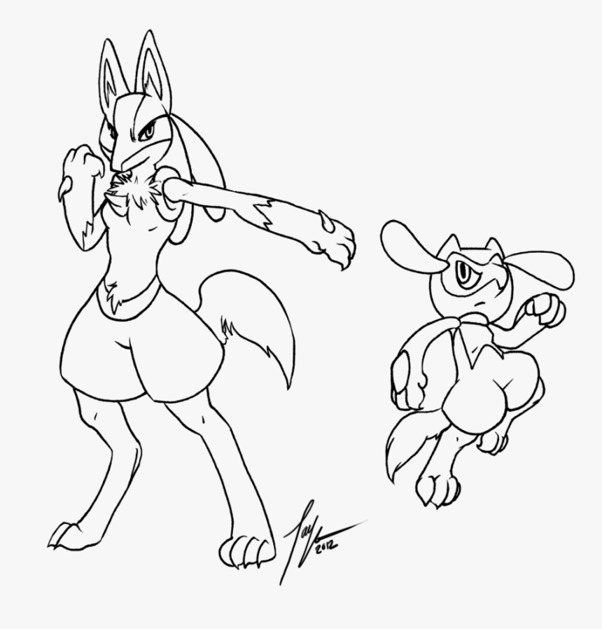 Lineart Female - Lucario Lineart Ms, HD Png Download, Free Download