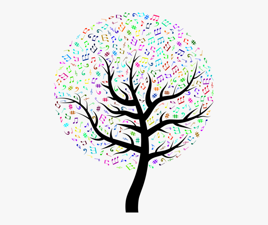 Music, Musical, Tree, Song, Sing, Notes, Clef, Bass - Music Tree Clipart, HD Png Download, Free Download