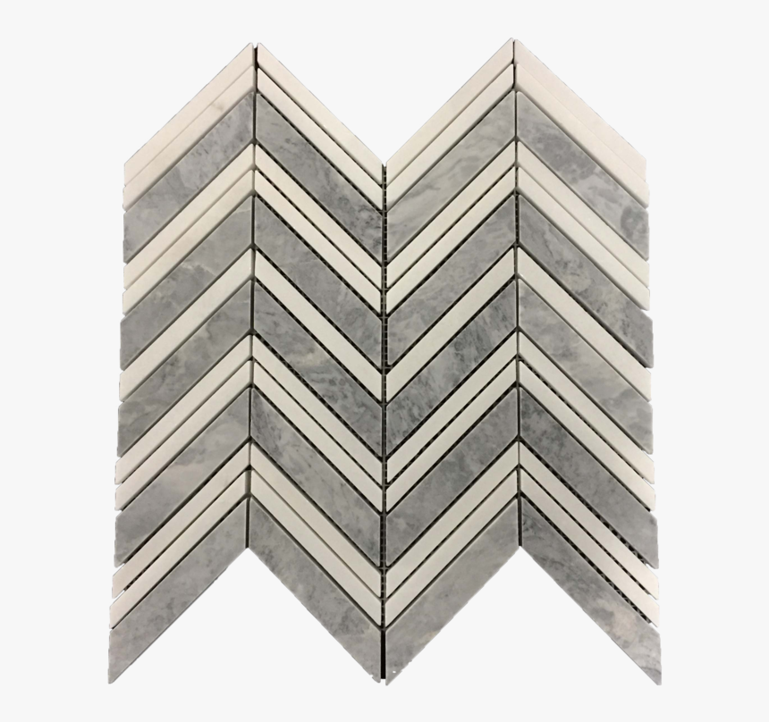 Pacific Gray Chevron With White Thassos Strips Mosaic - Illustration, HD Png Download, Free Download