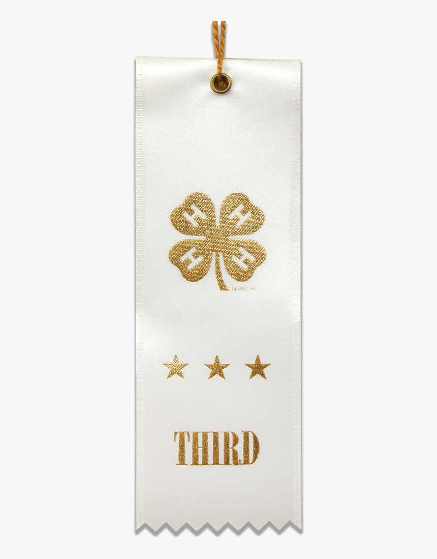 White Third Place Ribbon - 4 H Clover, HD Png Download, Free Download