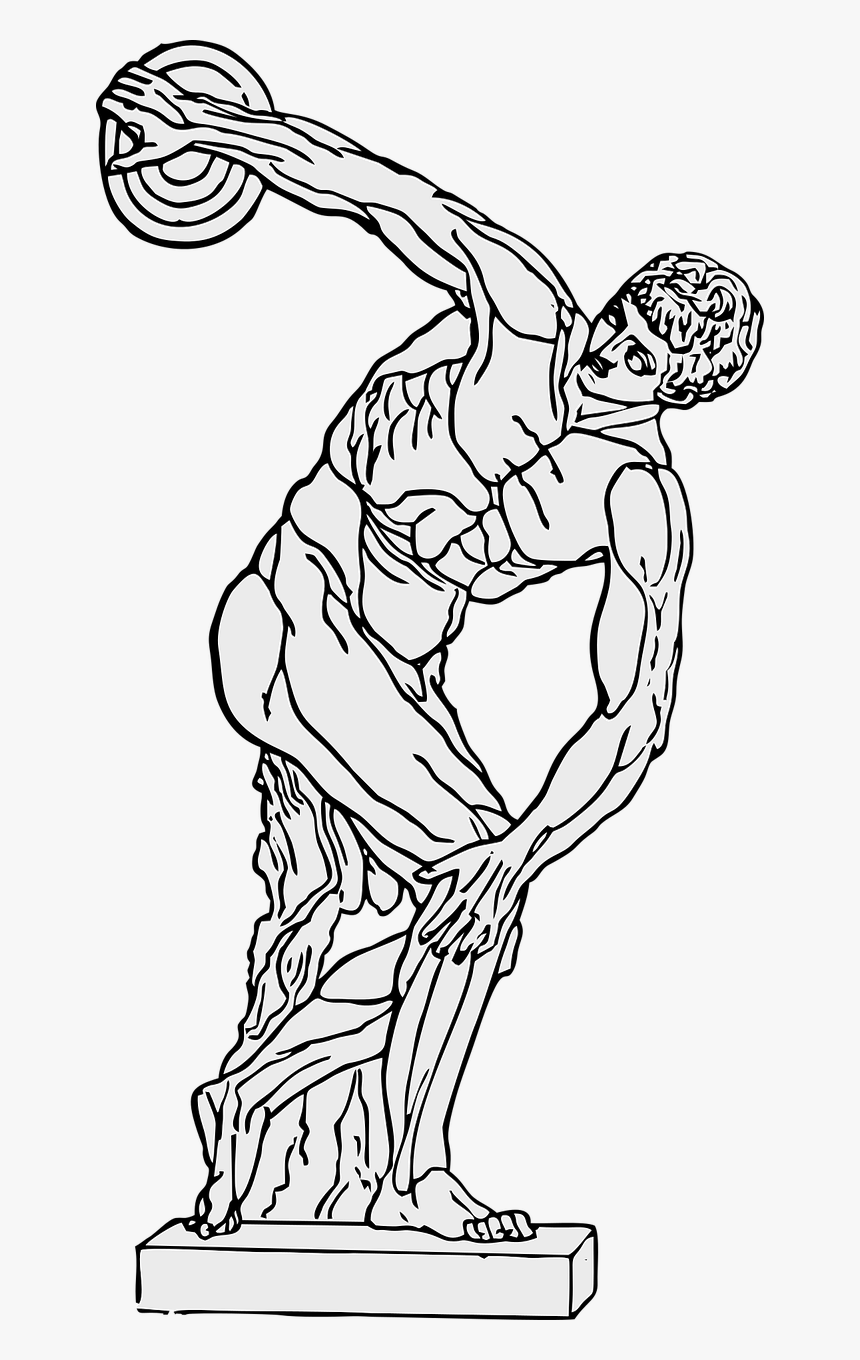 Discus Discobolus Greek Free Picture - Estatua Grega Em Desenho, HD Png Download, Free Download