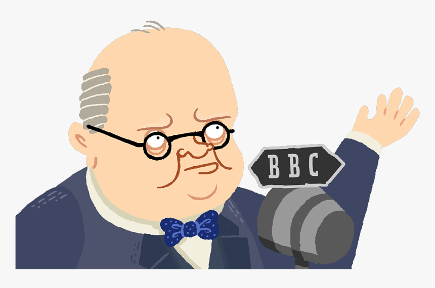 Winston Churchill Talking Into A Bbc Microphone - Cartoon, HD Png Download, Free Download