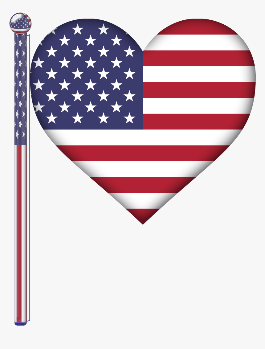 America, Heart, Flag, Usa, 3d, Art, Flag Pole, Glossy - Us Flag Icon Png, Transparent Png, Free Download